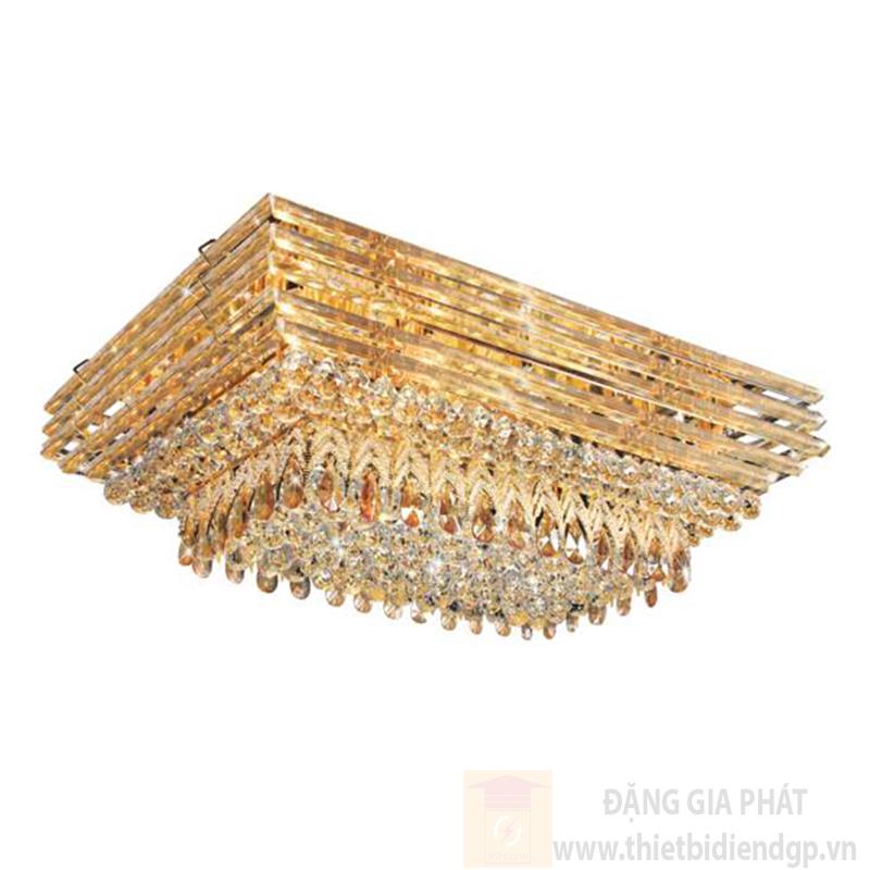Đèn mâm ốp trần pha lê chữ nhật L1050*W700*H300, E14*22 lamp, Led 3W*24, 222 crystals, remote